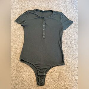 Oliviaceous Green Button-Up Bodysuit